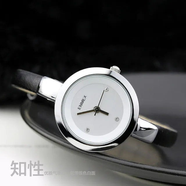 2017 festival Memorial Day gift Enmex women creative slim strap wristwatch  brief design elegance fashion quartz lady watches