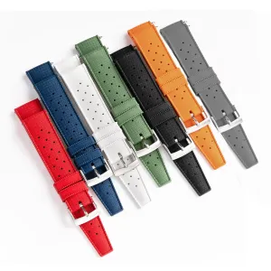 20mm 22mm Quick Release Tropical Pattern FKM Rubber Watch Strap