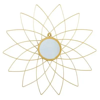 26" Gold Metal Flower Accent Wall Mirror