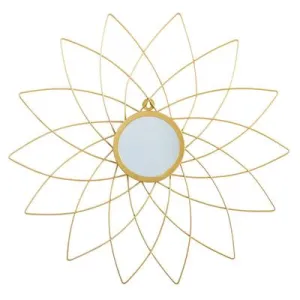 26" Gold Metal Flower Accent Wall Mirror