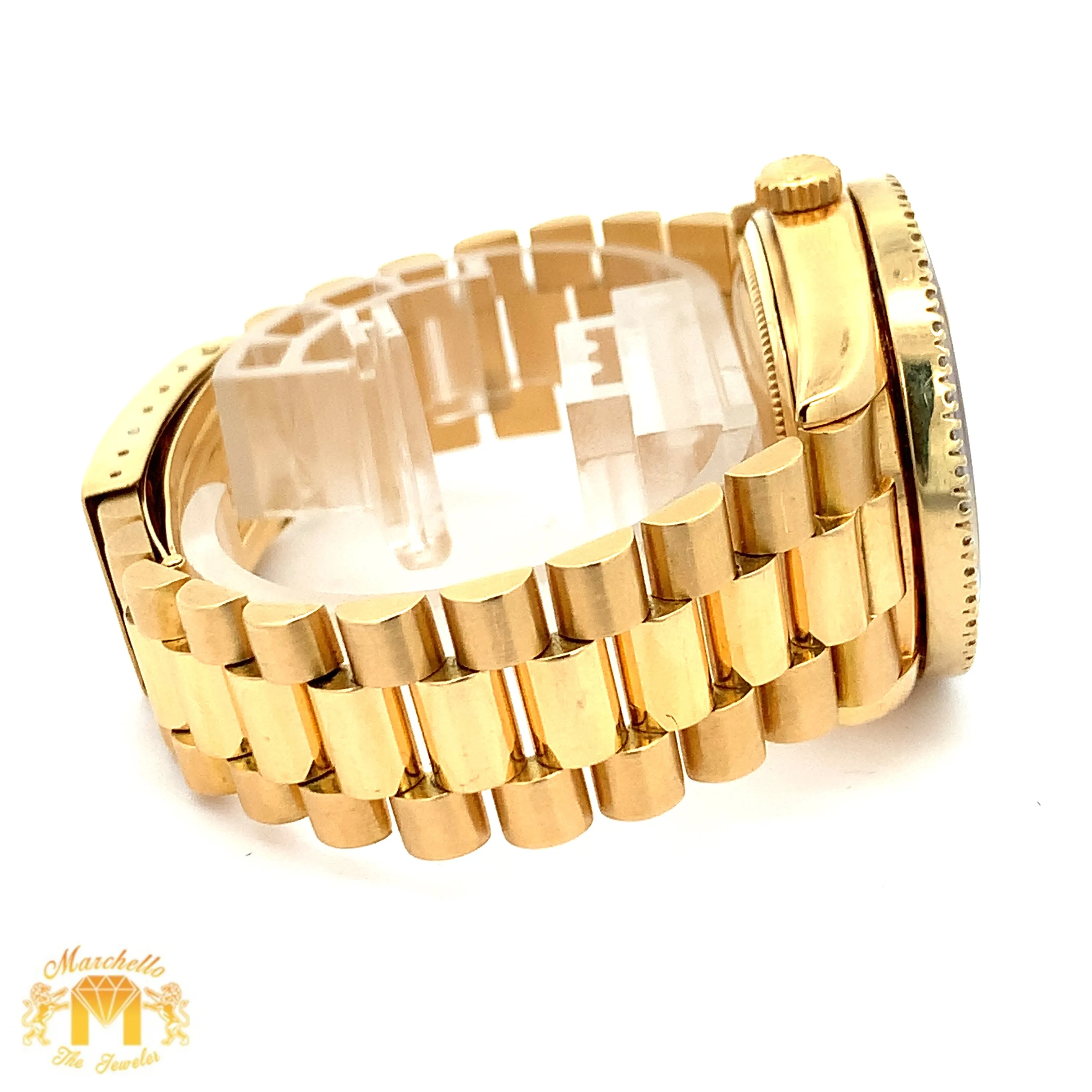 36mm 18k gold Rolex Presidential Watch (diamond bezel and dial, quick-set)