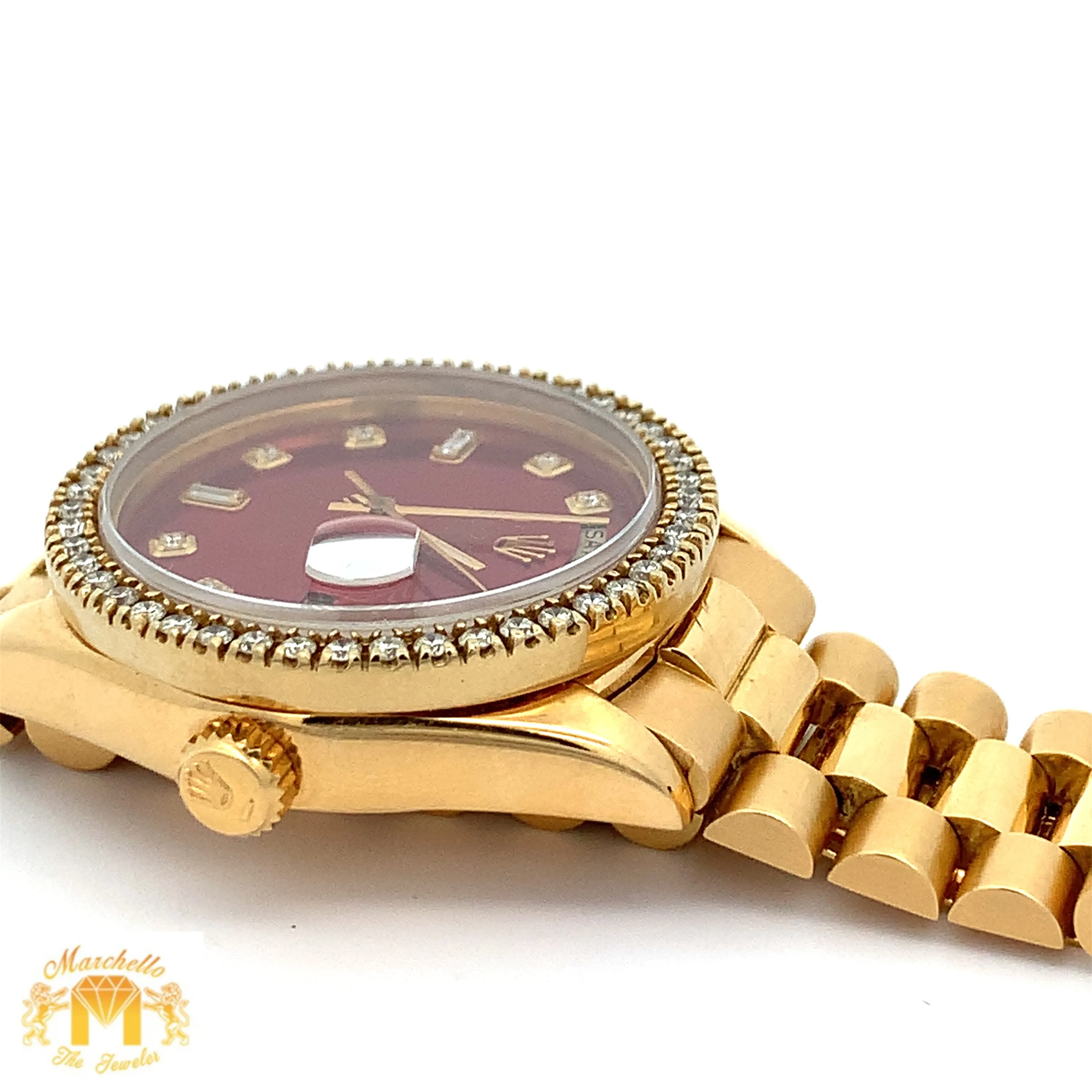 36mm 18k gold Rolex Presidential Watch (diamond bezel and dial, quick-set)