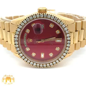 36mm 18k gold Rolex Presidential Watch (diamond bezel and dial, quick-set)