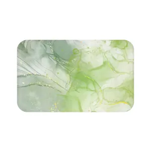 Abstract Boho Bath, Kitchen Mat | Sage Green Liquid Ink