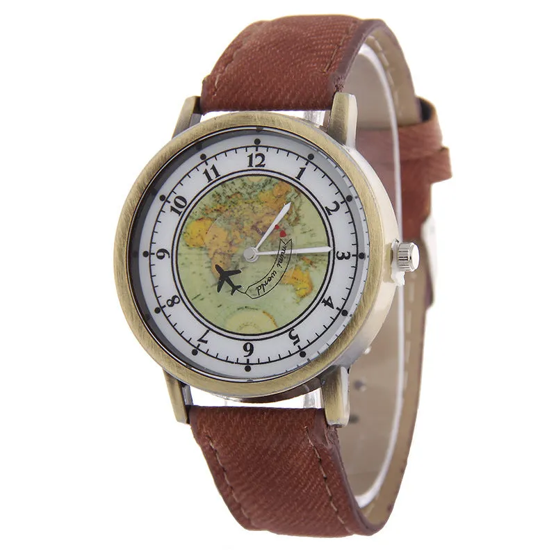 Airplane second hand canvas strap watch