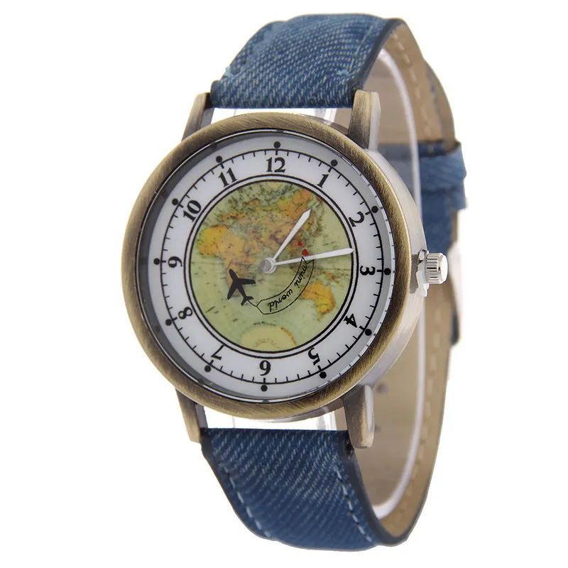 Airplane second hand canvas strap watch