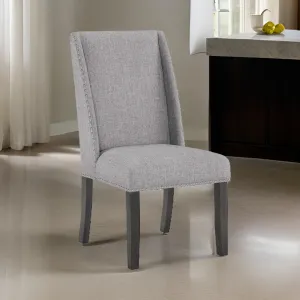 Amber 27 Inch Dining Side Chair Set of 2, Cushioned Gray Fabric Upholstery By Casagear Home