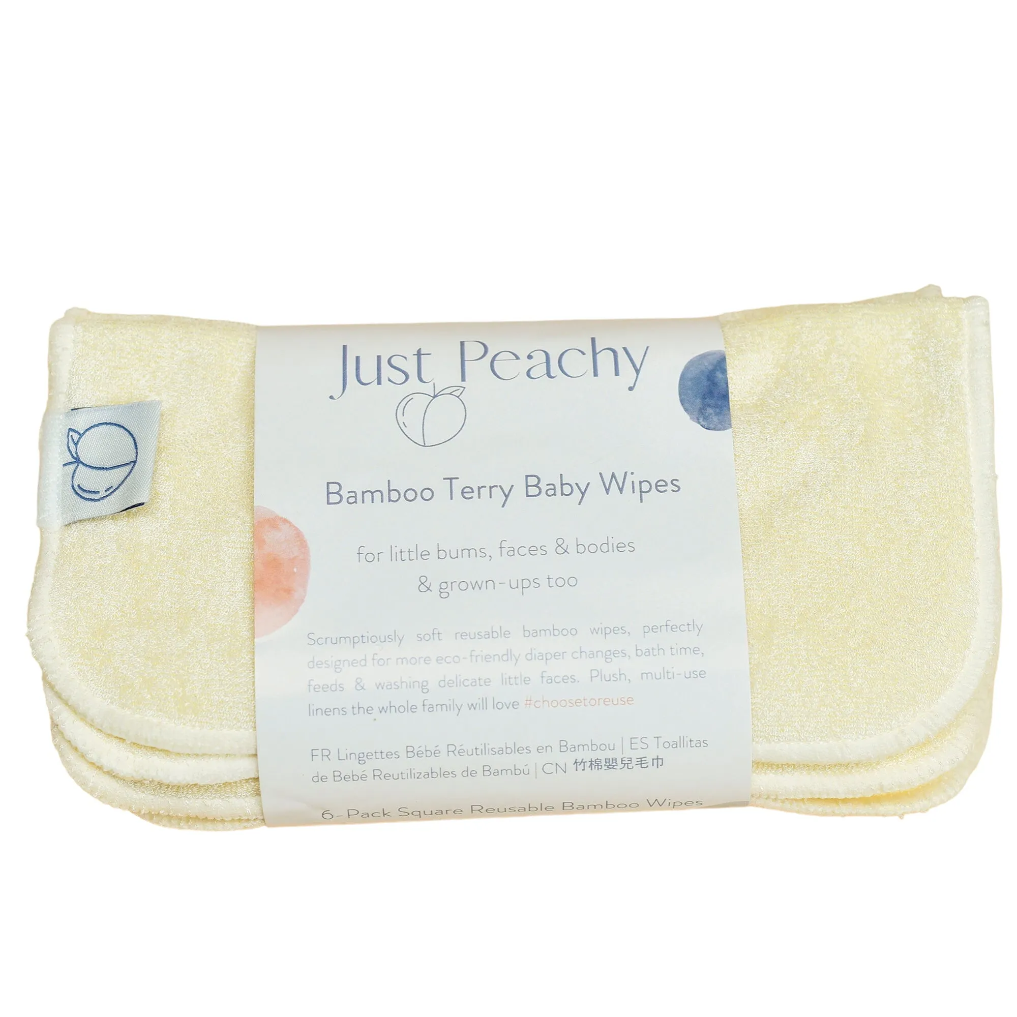 Bamboo Terry Reusable Baby Wipes 6-pack