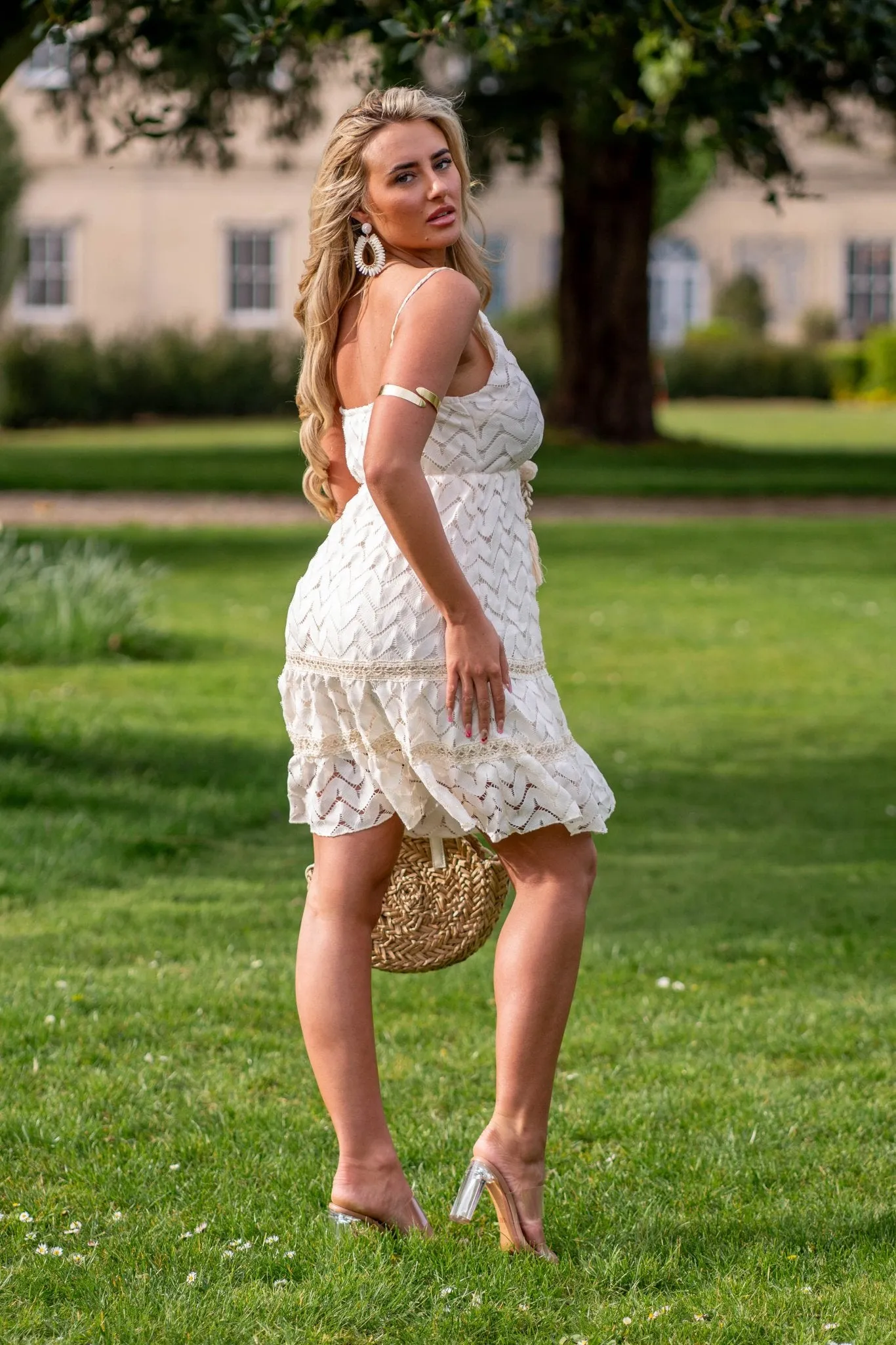 Beige Boho Lace Effect Summer Dress