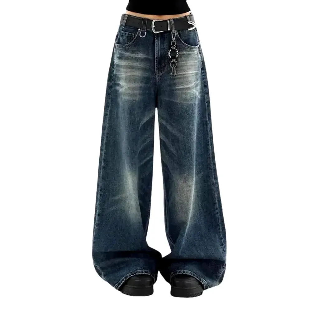 Boho abraded baggy women's jeans