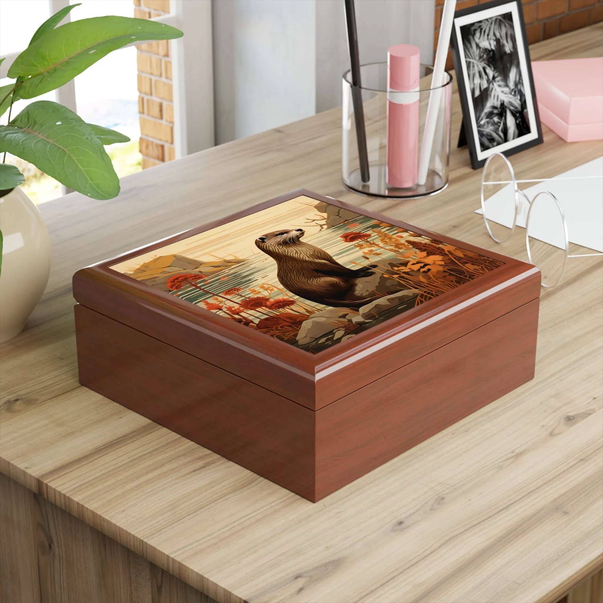 BOHO Otter Art Print Gift and Jewelry Box