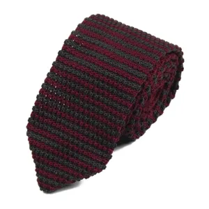 Classy Men Red Brown Striped Knitted Tie