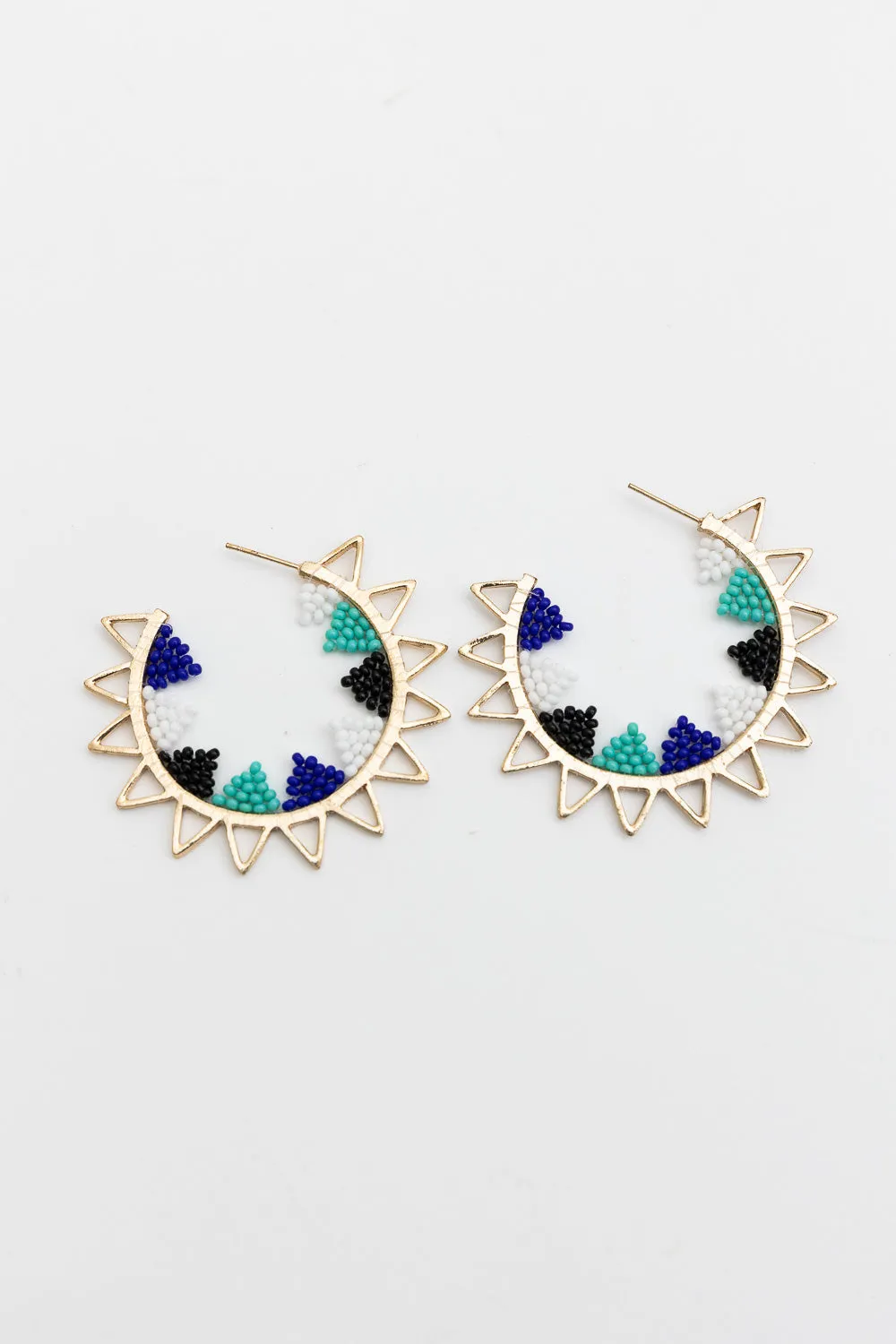 Color Splash Beaded Semi Hoop Earrings