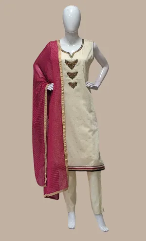 Cream Embroidered Punjabi