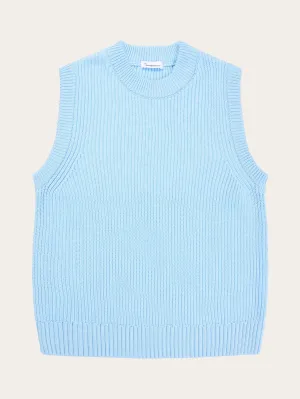 Crew neck cotton mix vest - Airy Blue