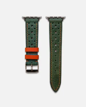 Denim Textured Racing Style | Apple Watch Strap with Orange Details