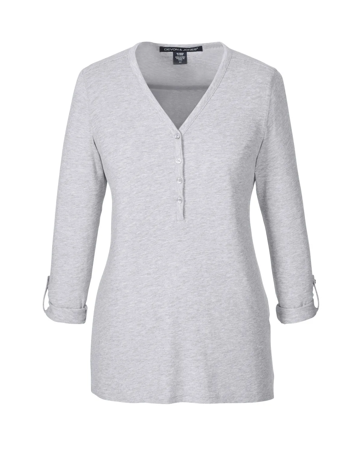 Devon & Jones Ladies' Perfect Fit™ Y-Placket Convertible Sleeve Knit Top