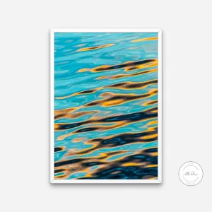 Golden Turquoise Water Poster PRINTABLE WALL ART, Luxury Wall Art, Water PRINTABLE ART, Classy Decor, Modern Living Room, Coastal Wall Decor