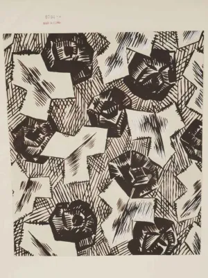 Handpainted Fabric Design by Arthur Litt - abstract monochrome florals