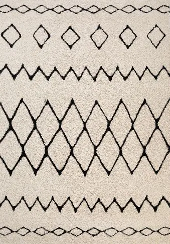 Hiero Boho Patterned Rug - Ivory and Charcoal 160cm x 230 cm