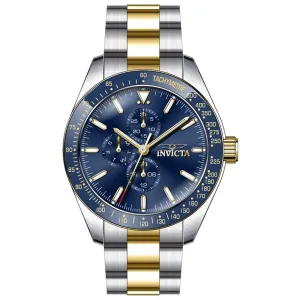 Invicta Men's Watch Aviator Chronograph Blue Bezel Two Tone Bracelet