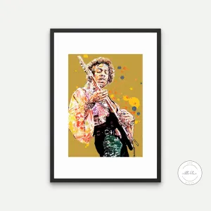 Jimi Hendrix Poster PRINTABLE WALL ART, Colorful Wall Art, 70S Retro Wall Art, Maximalism Wall Art, Groovy Poster, Hippie Wall Art, Music Poster