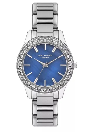 Lee Cooper Women's Watch Analog, Blue Dial Silver Metal Strap, LC07869.390