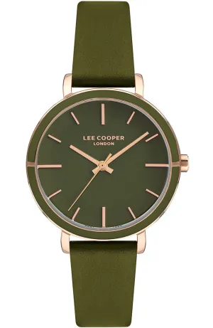 Lee Cooper Women's Watch Analog, Green Dial, Green Leather Strap, LC07248.475