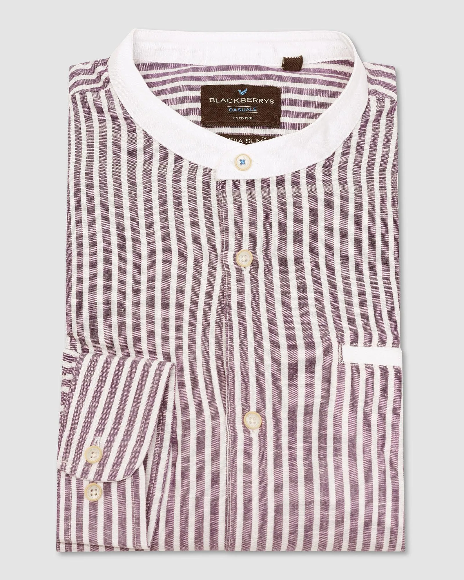 Linen Casual Lavender Stripe Shirt - Fiji