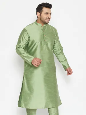 Men's Plus Mint Green Silk Blend Kurta - Vastramay