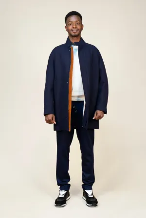 Midnight Blue Wool Overcoat