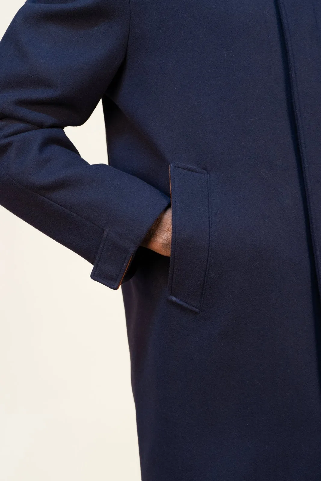 Midnight Blue Wool Overcoat