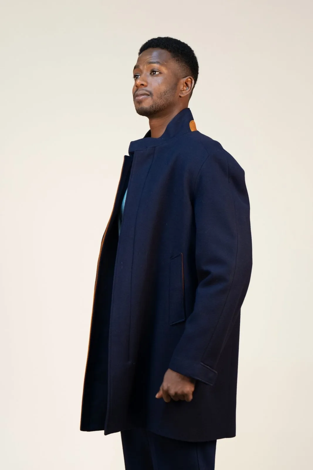 Midnight Blue Wool Overcoat