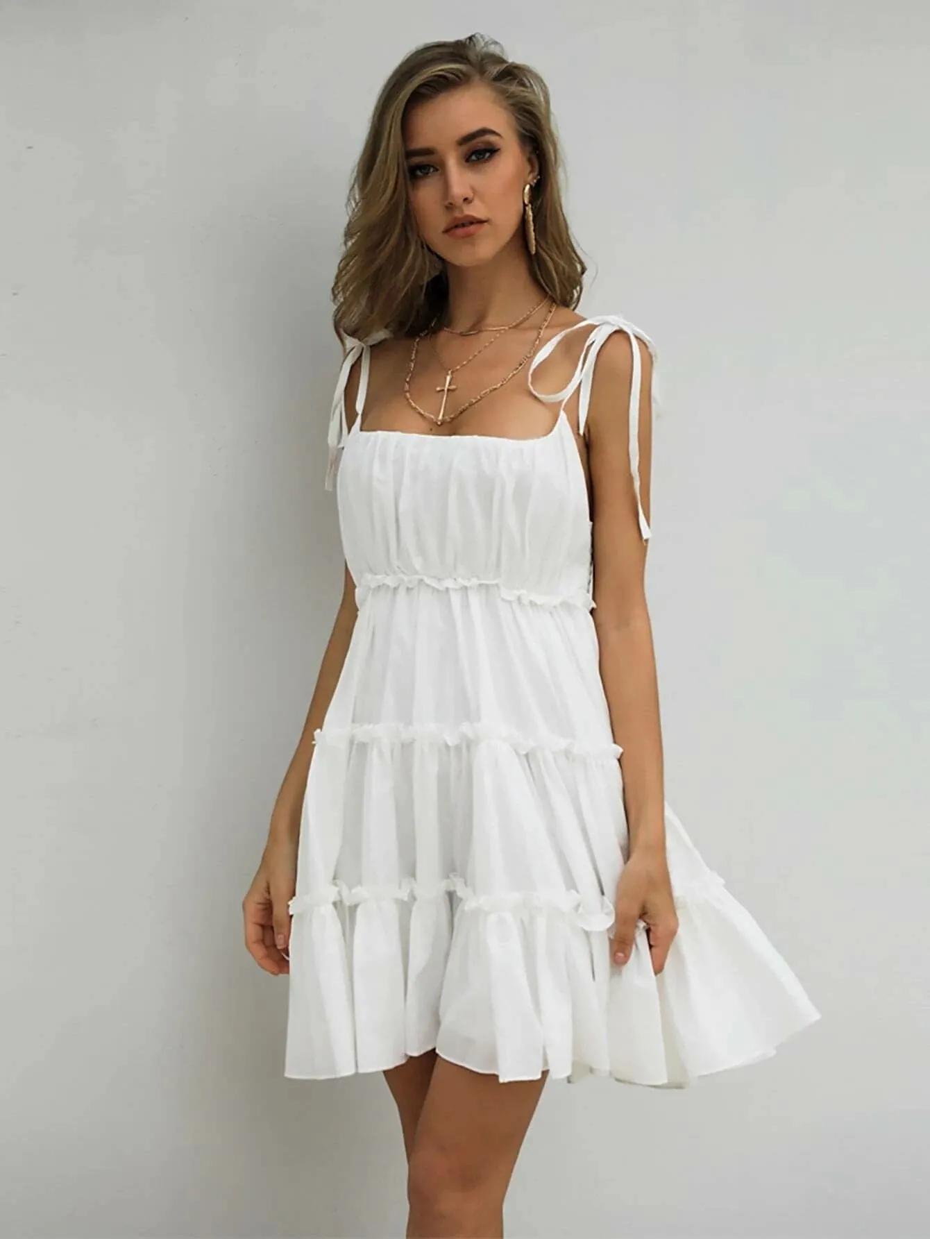 Missord Frill Trim Layered Hem Cami Dress DM0121