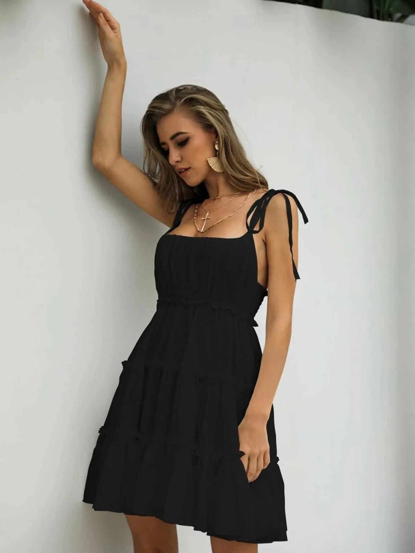 Missord Frill Trim Layered Hem Cami Dress DM0121