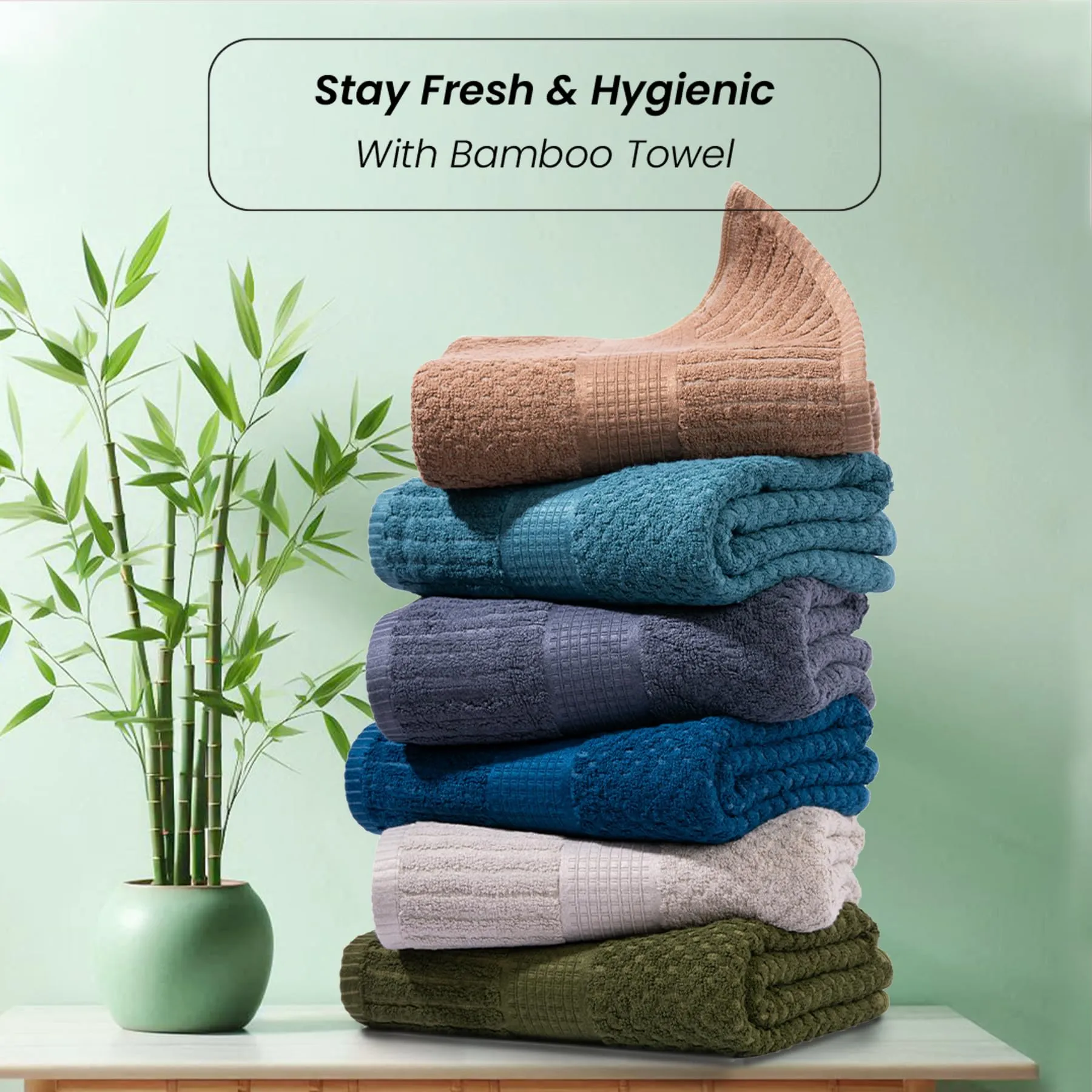 Mush Hearth & Haven Bamboo Towels for Bath Large Size | 450 GSM Bamboo Bath Towel for Men & Women | Soft, Highly Absorbent & Quick Dry | Pack of 2, 70 X 140 cms (Desert Sand & Teal)