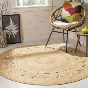 Natural Harmony – Handwoven Round Jute Rug | Versatile Braided Floor Mat for Any Space