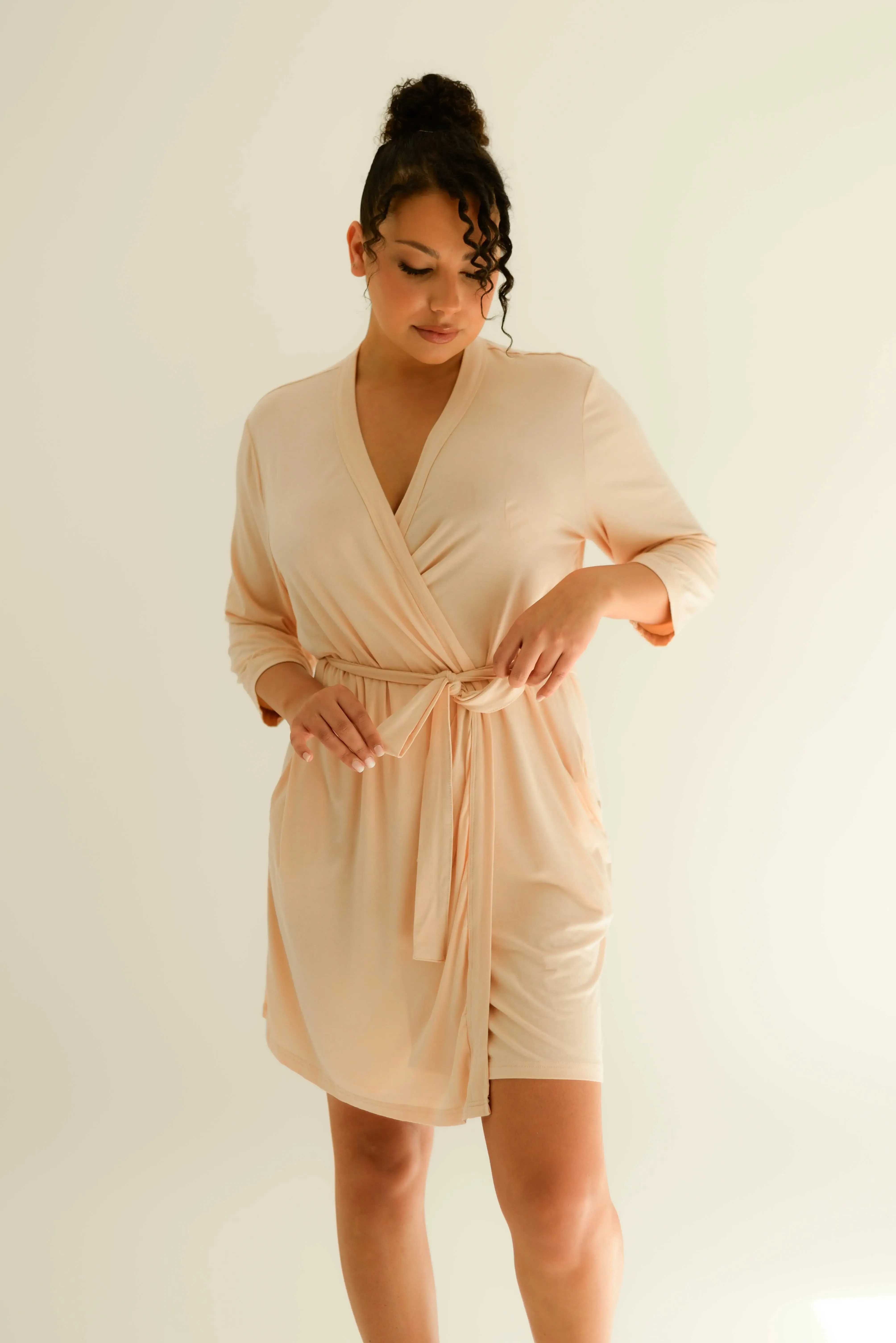 Nude Blush Drape Bamboo Women's Robe