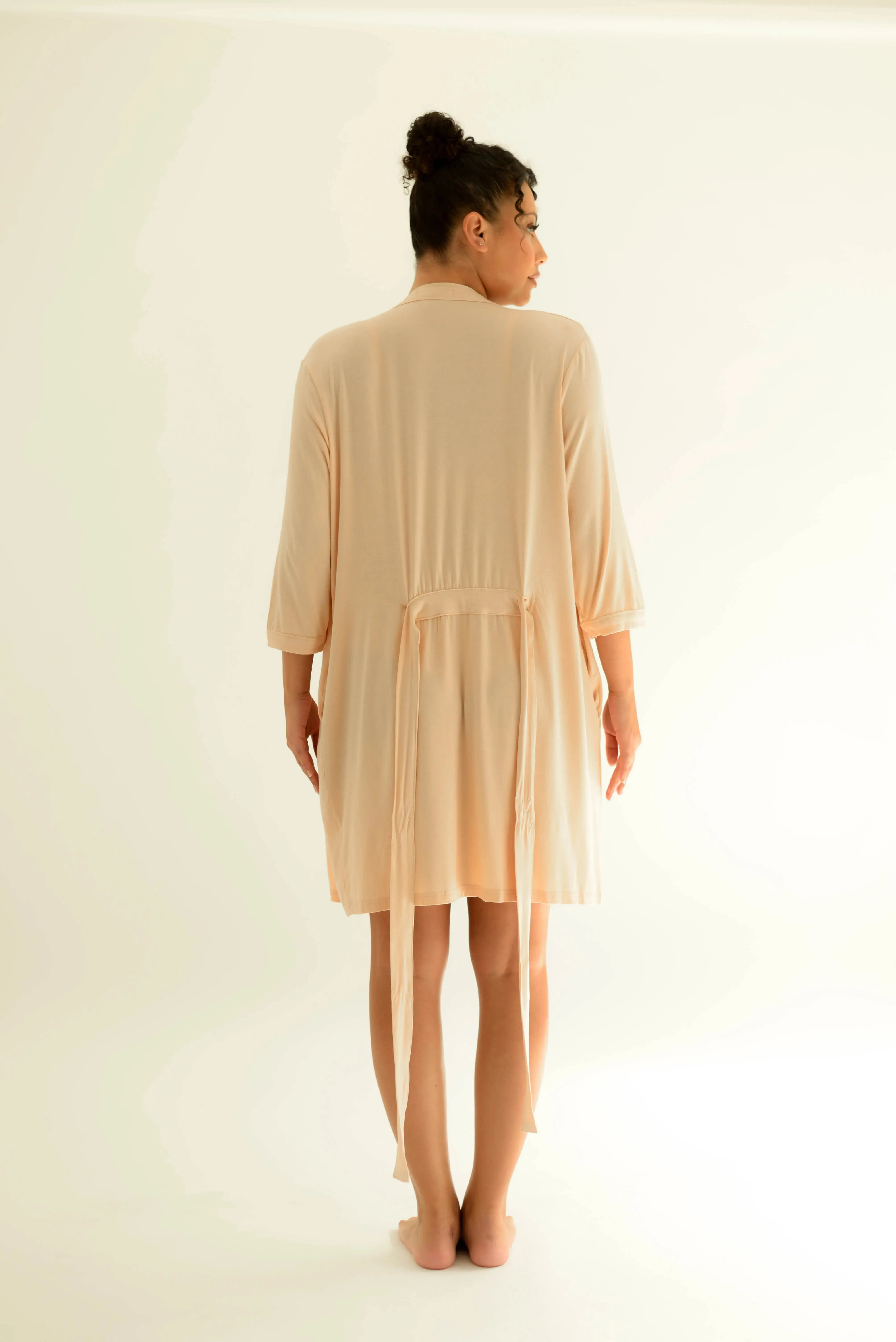 Nude Blush Drape Bamboo Women's Robe