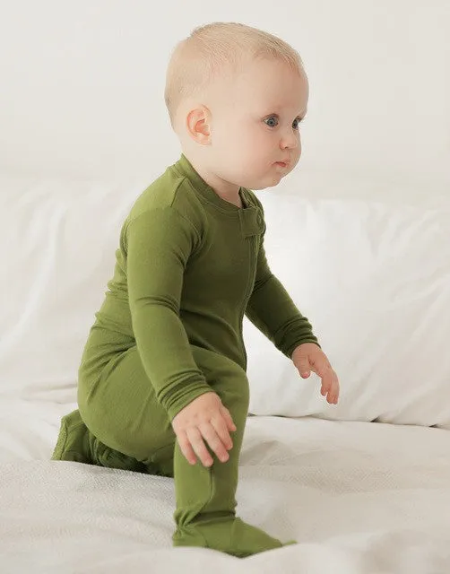 Olive Baby Footed Sleepers