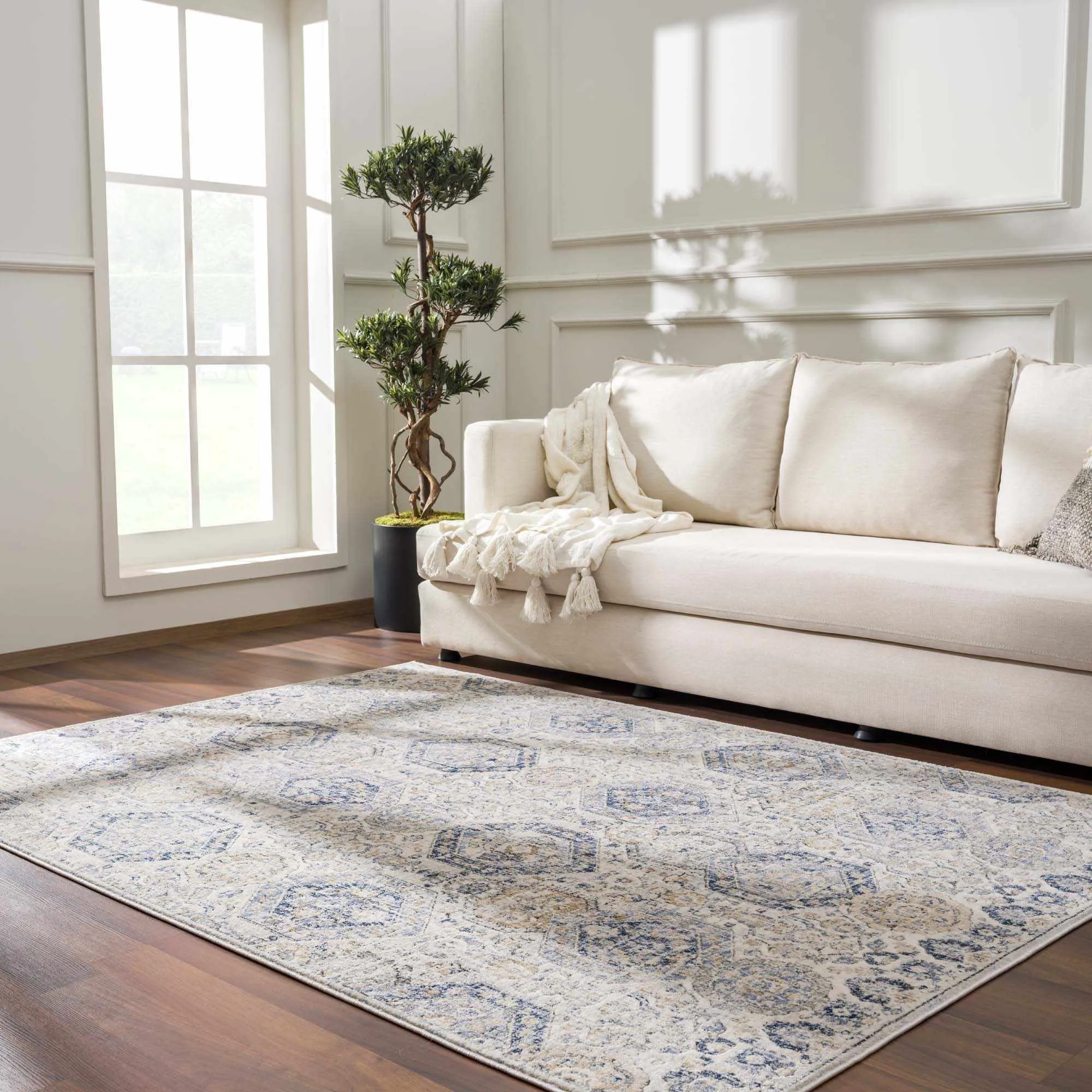 Parkerfield Cream & Blue Area Rug