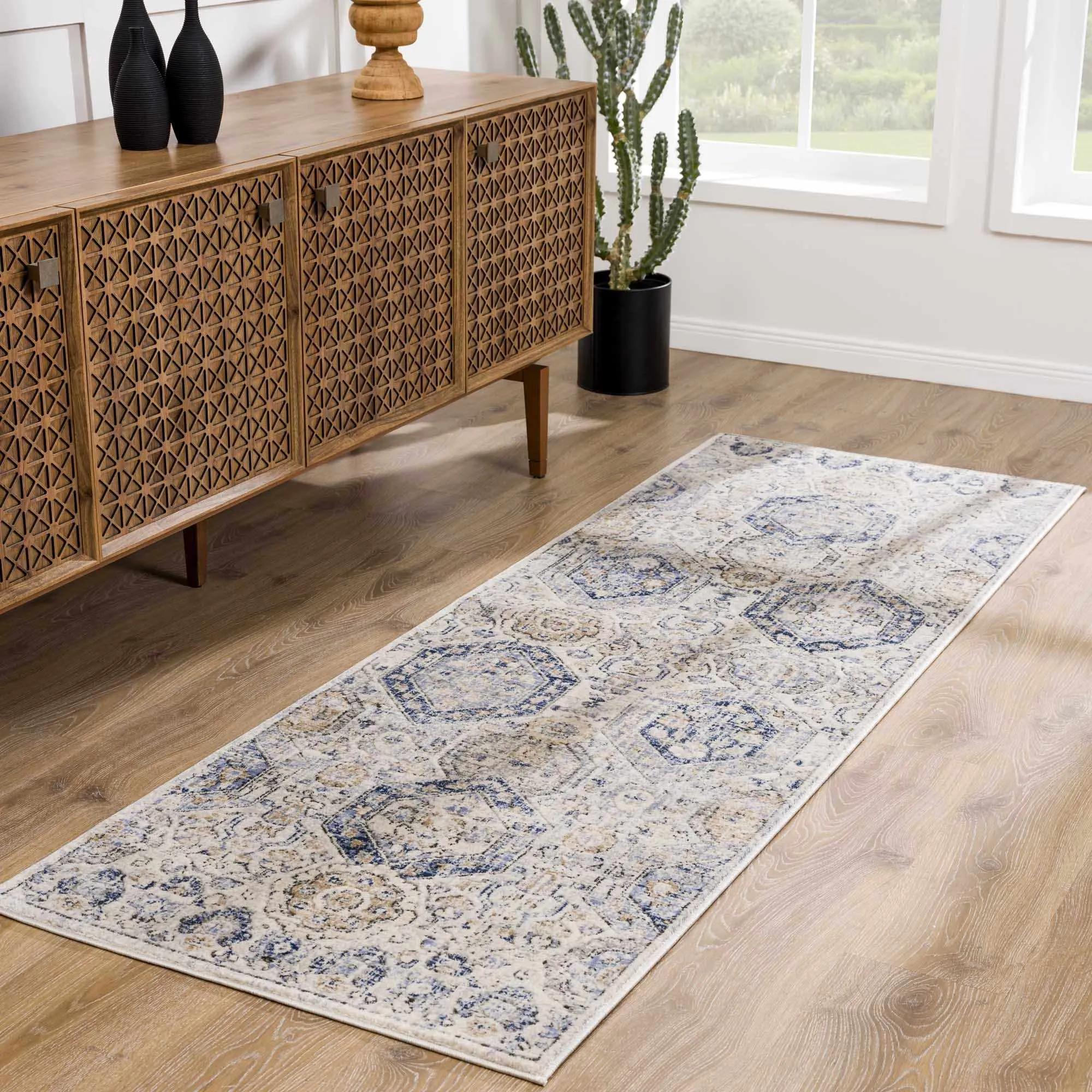 Parkerfield Cream & Blue Area Rug