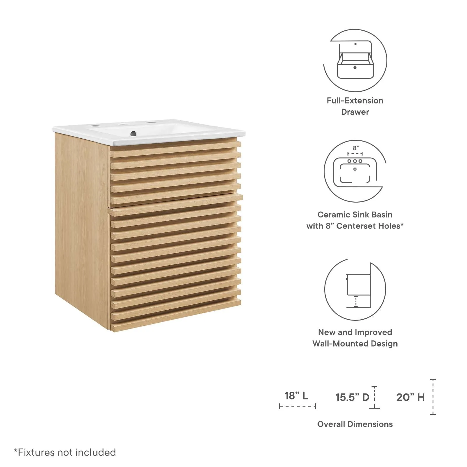 Render 18" Wall-Mount Bathroom Vanity