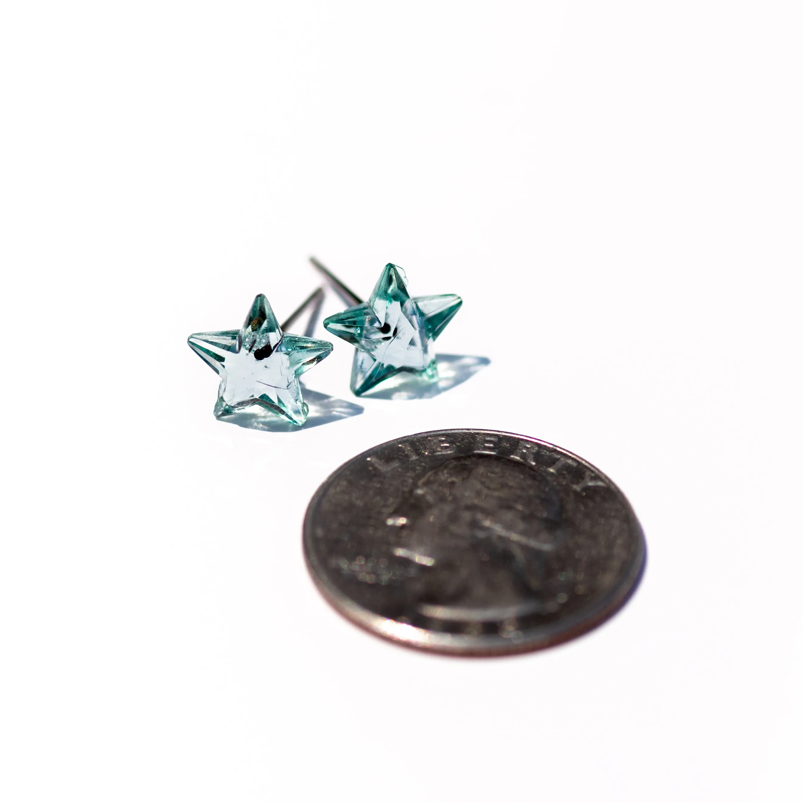 Seafoam Faceted Petite Star Stud Earrings