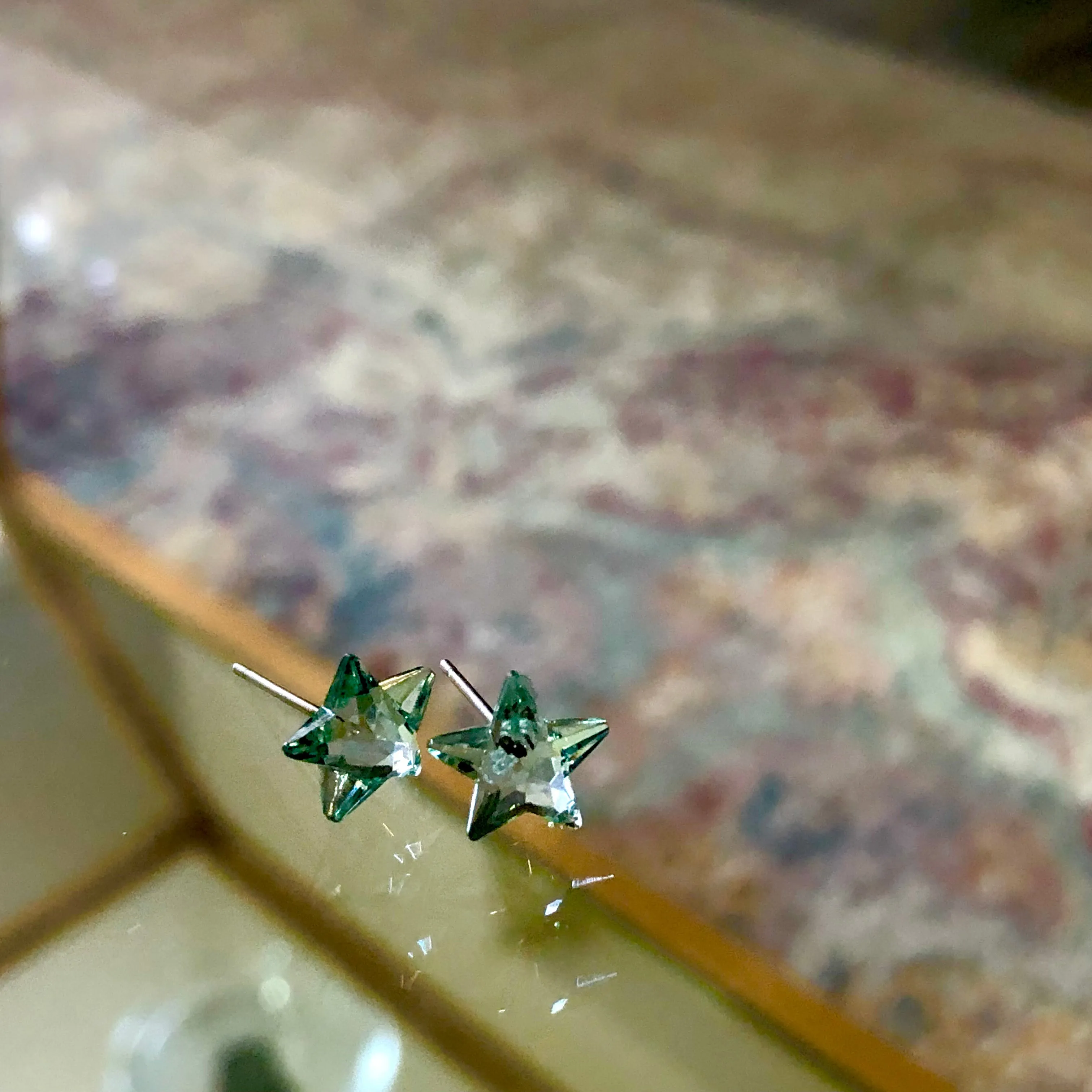 Seafoam Faceted Petite Star Stud Earrings