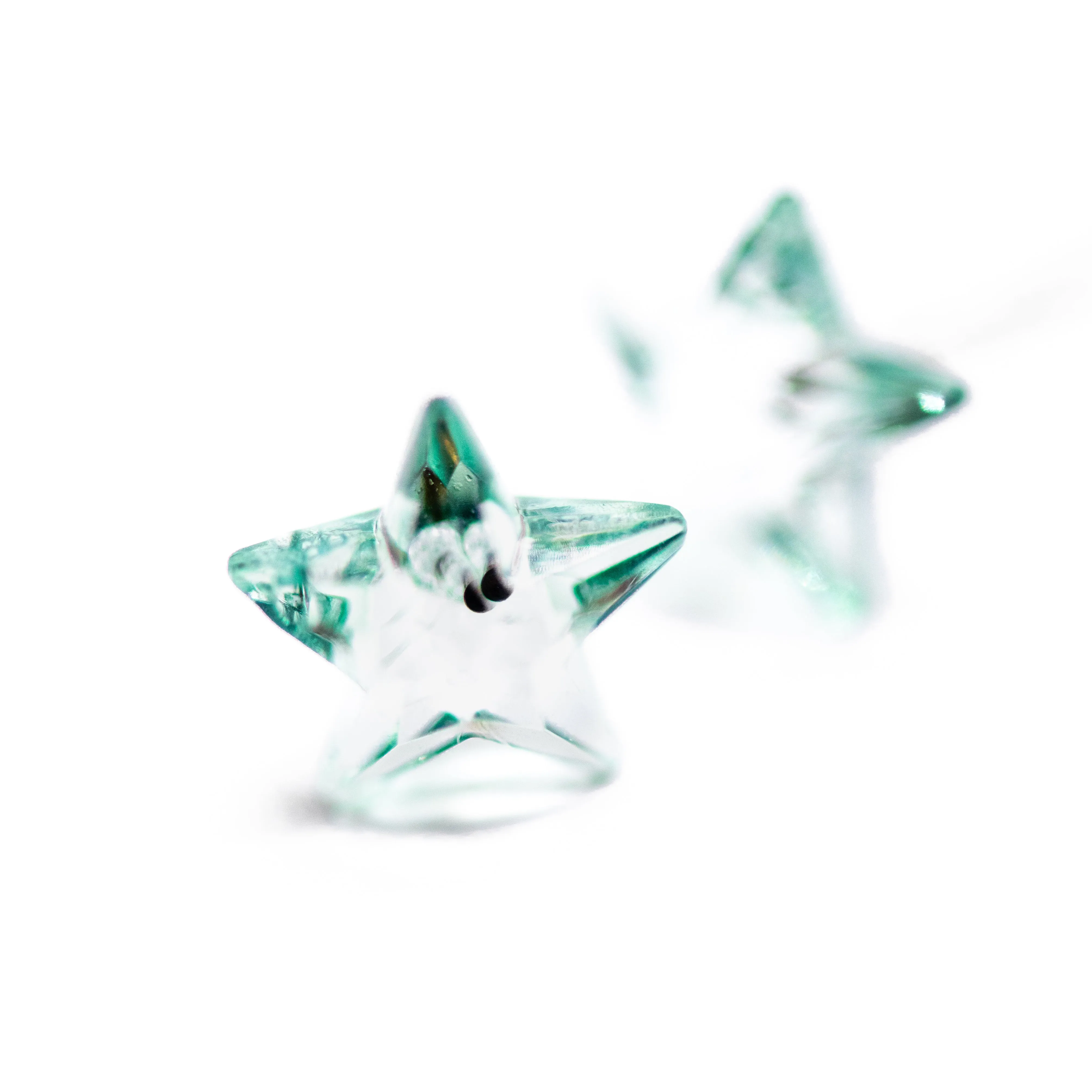 Seafoam Faceted Petite Star Stud Earrings