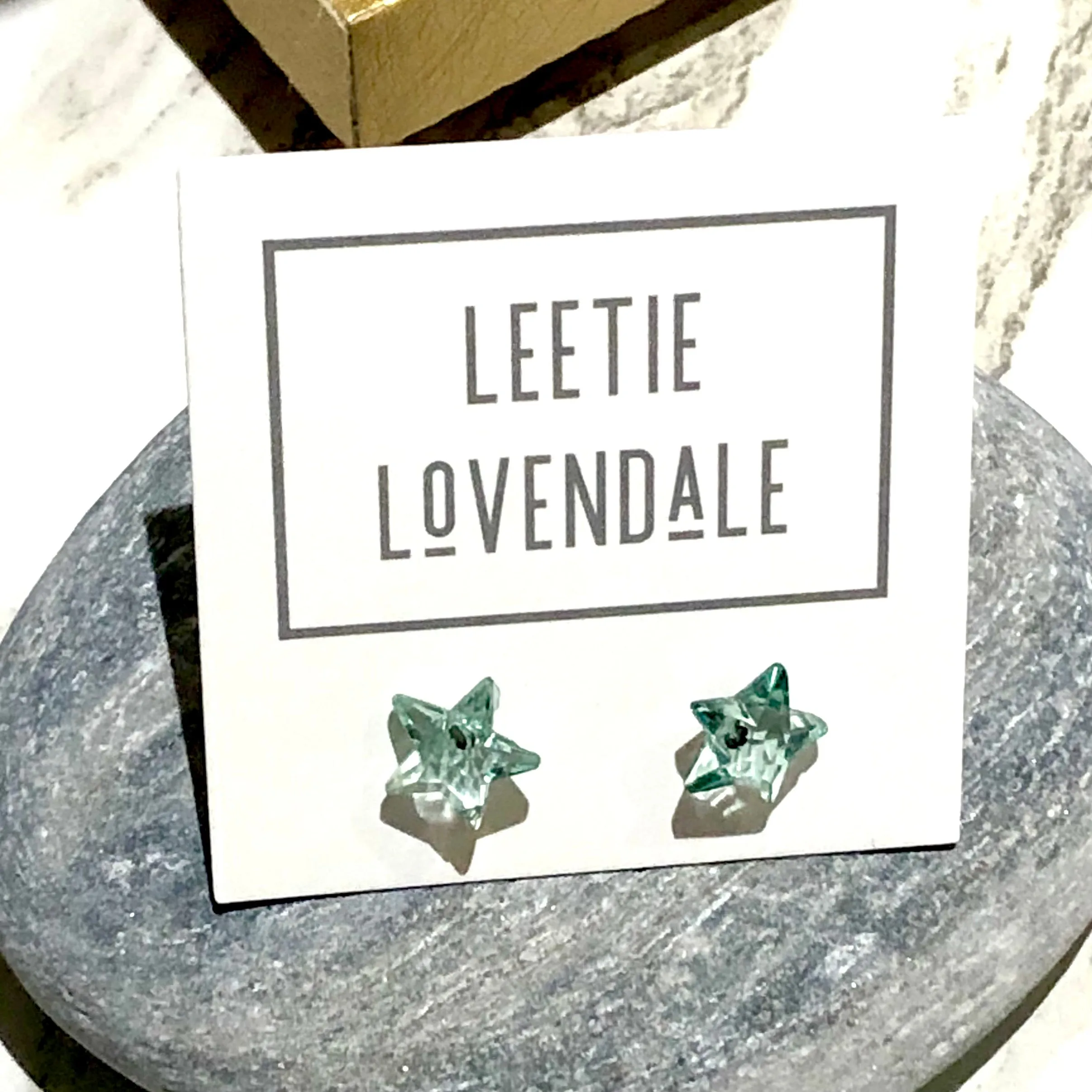 Seafoam Faceted Petite Star Stud Earrings