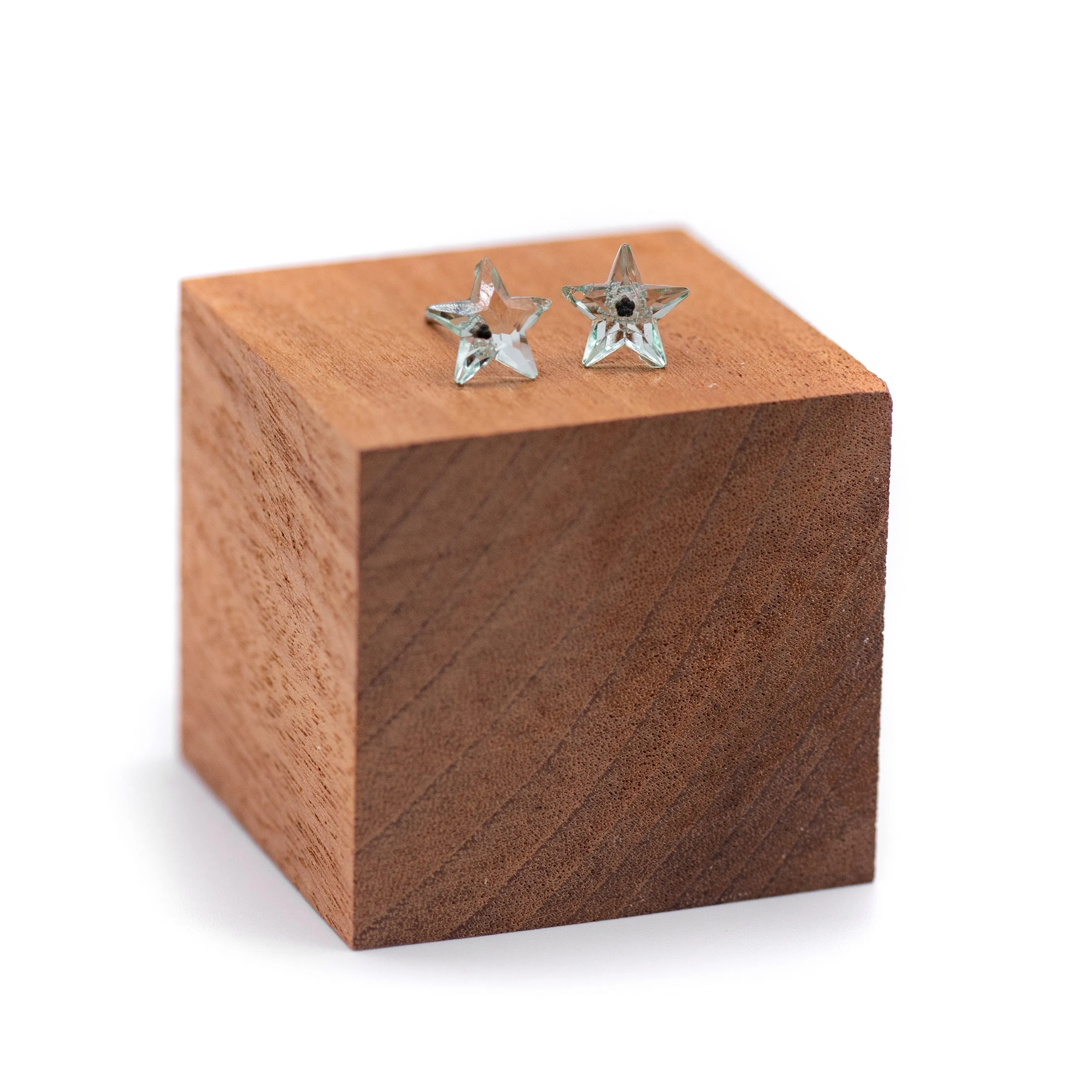 Seafoam Faceted Petite Star Stud Earrings