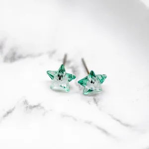 Seafoam Faceted Petite Star Stud Earrings