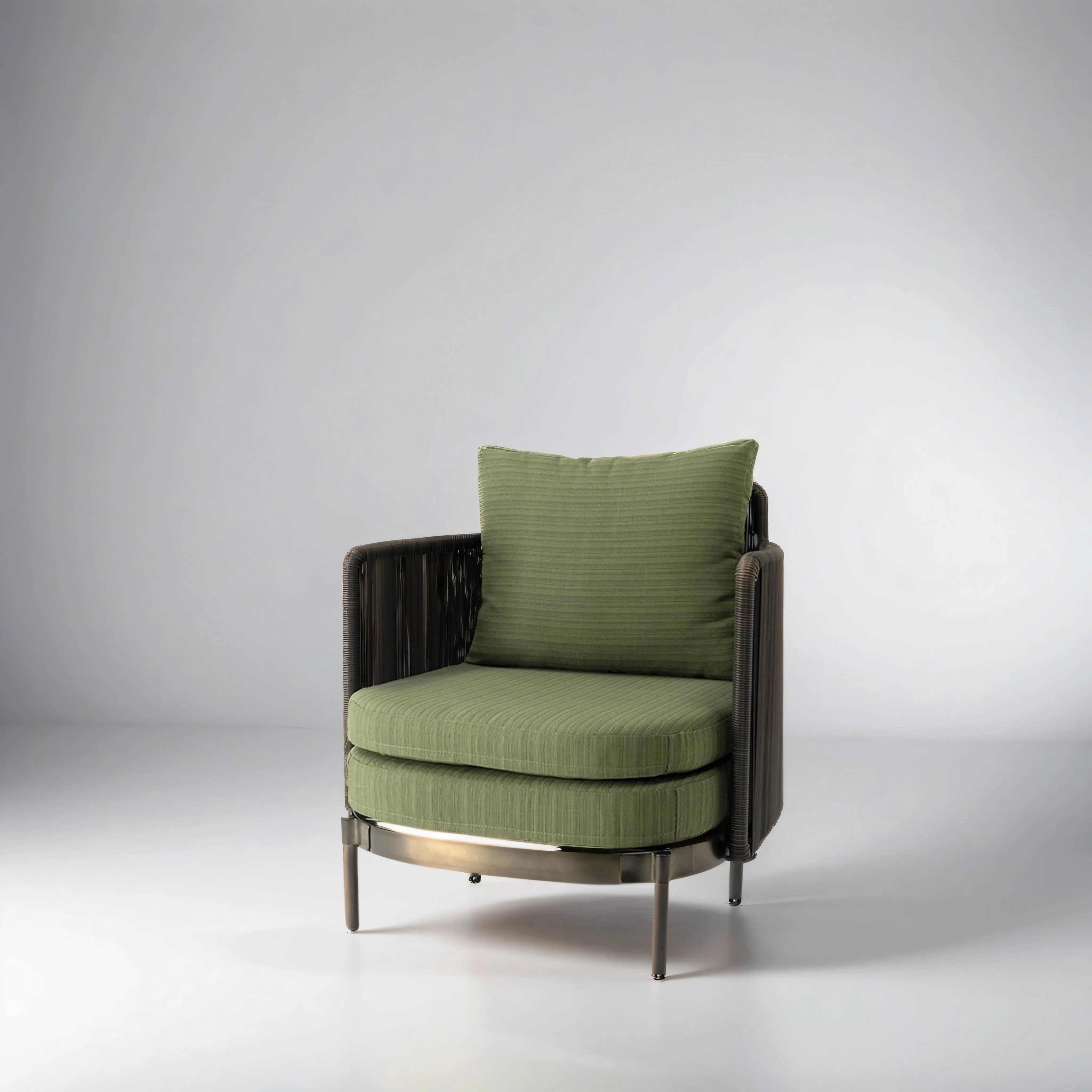 Set of Two Green Armchairs with table